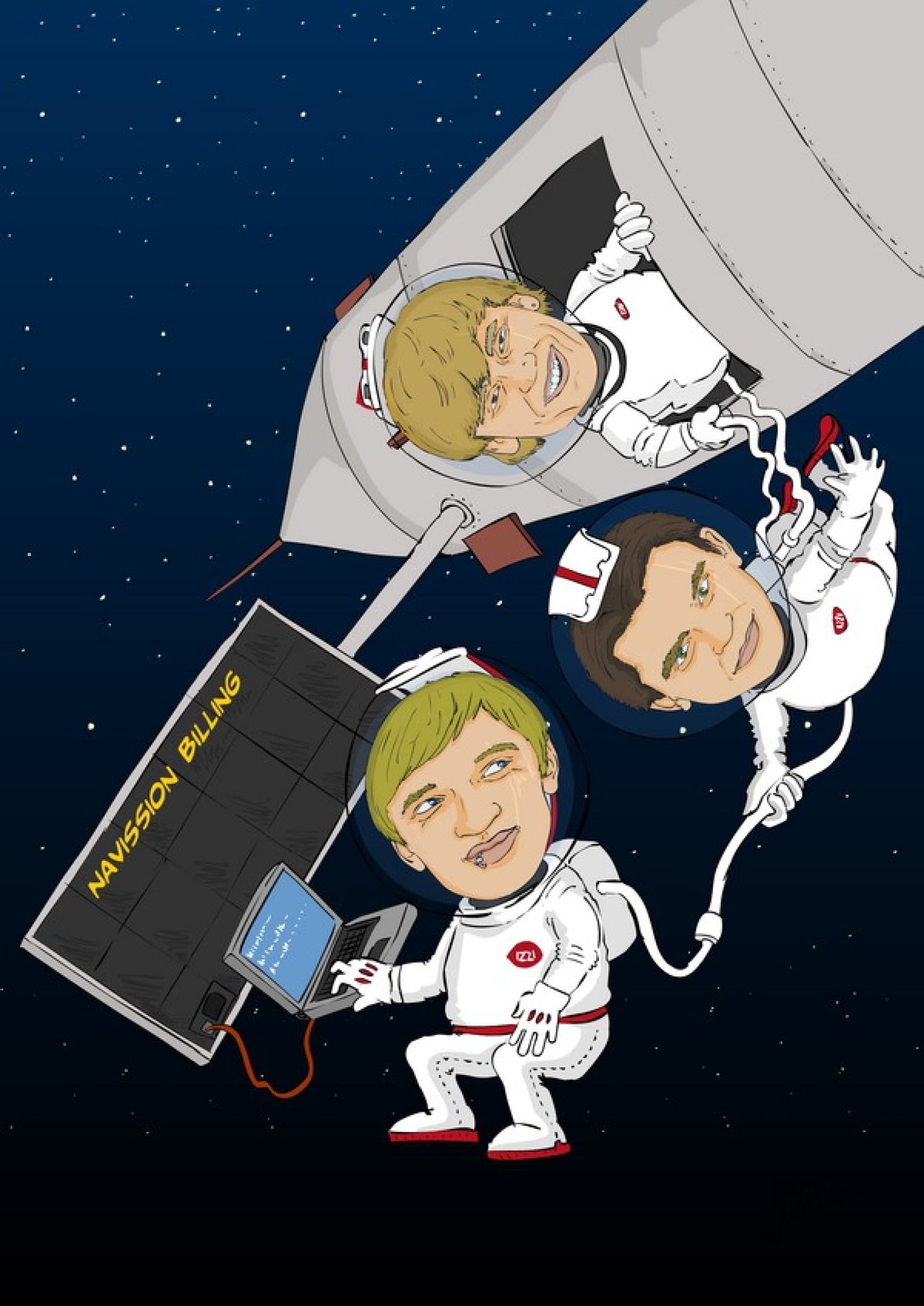 Karikatūra ar fonu 3 personām | Davanu Serviss