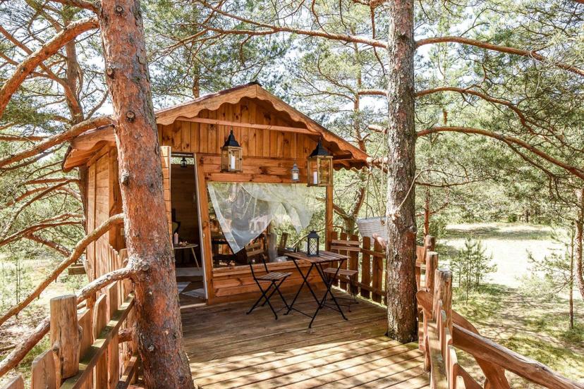 Brīvdienas namiņā kokā "Miera Ostā" diviem