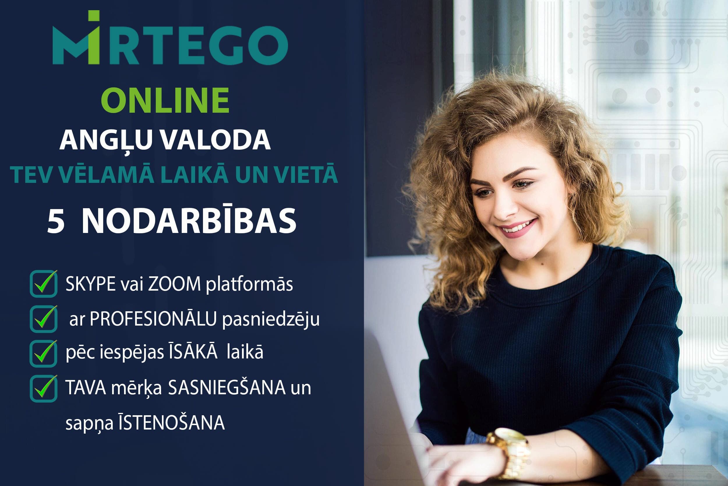 Individuālās online angļu valodas nodarbības no "MIRTEGO" (5 nod.) | Davanu Serviss