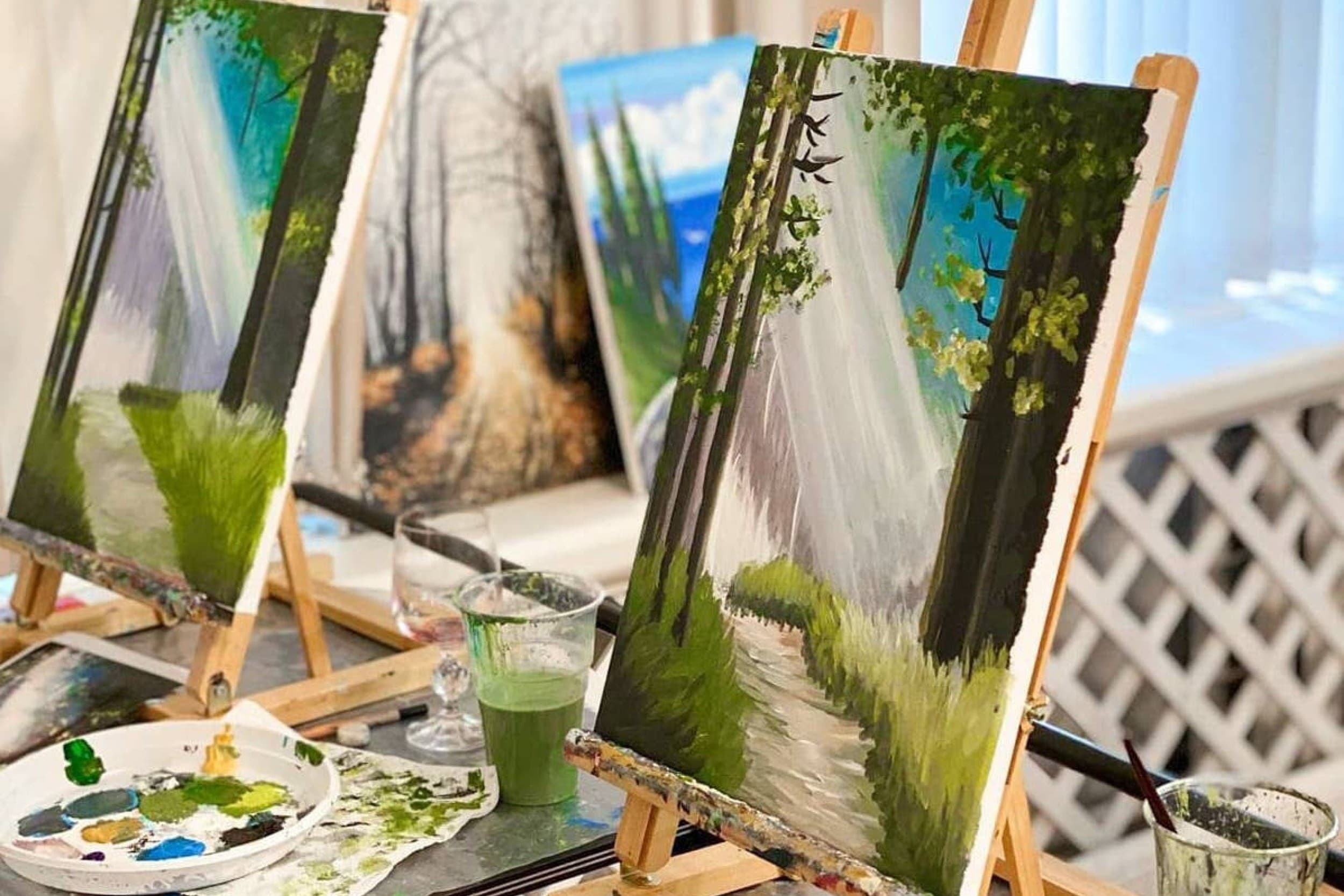 Art&Wine мастер-класс по живописи для двоих в Риге