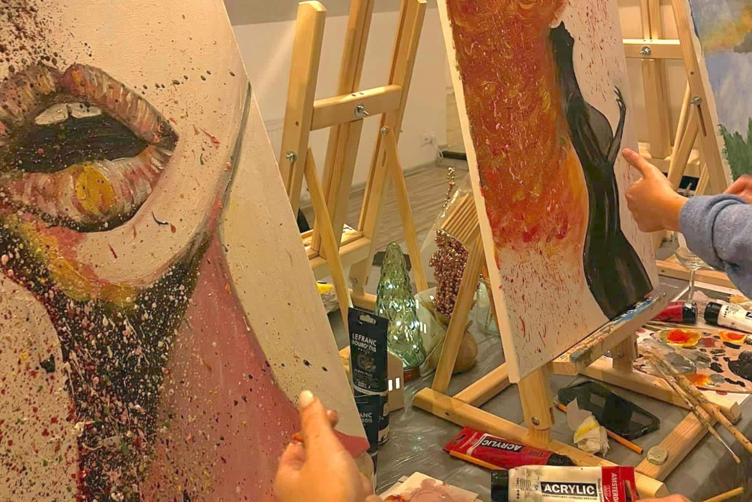 Wine and art – mākslas meistarklase FELLINE studijā