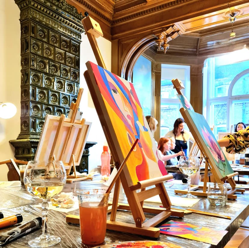 Gleznošanas meistarklase ar vīnu mākslinieka vadībā diviem