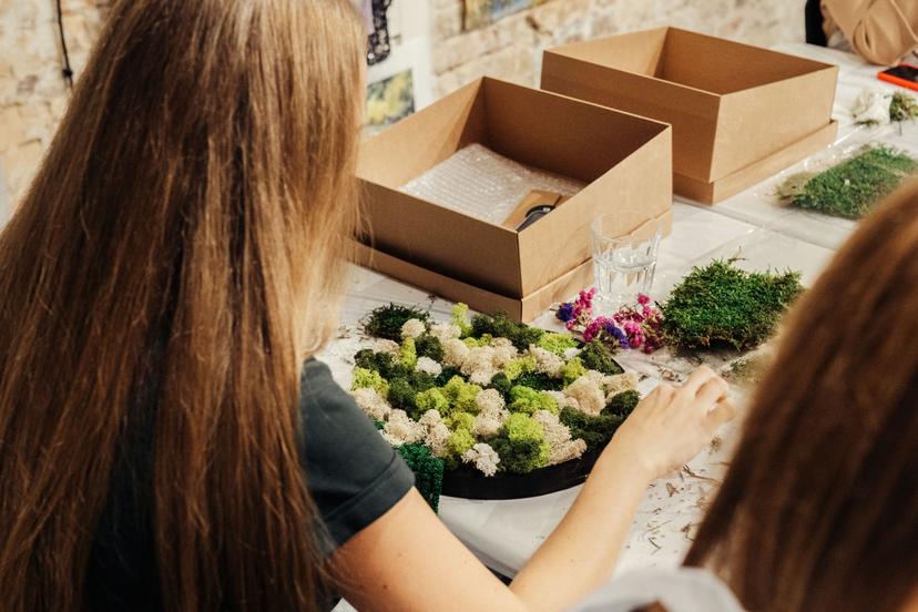 "Moss Art Studio" eko mākslas meistarklase: apaļā sūnu glezna