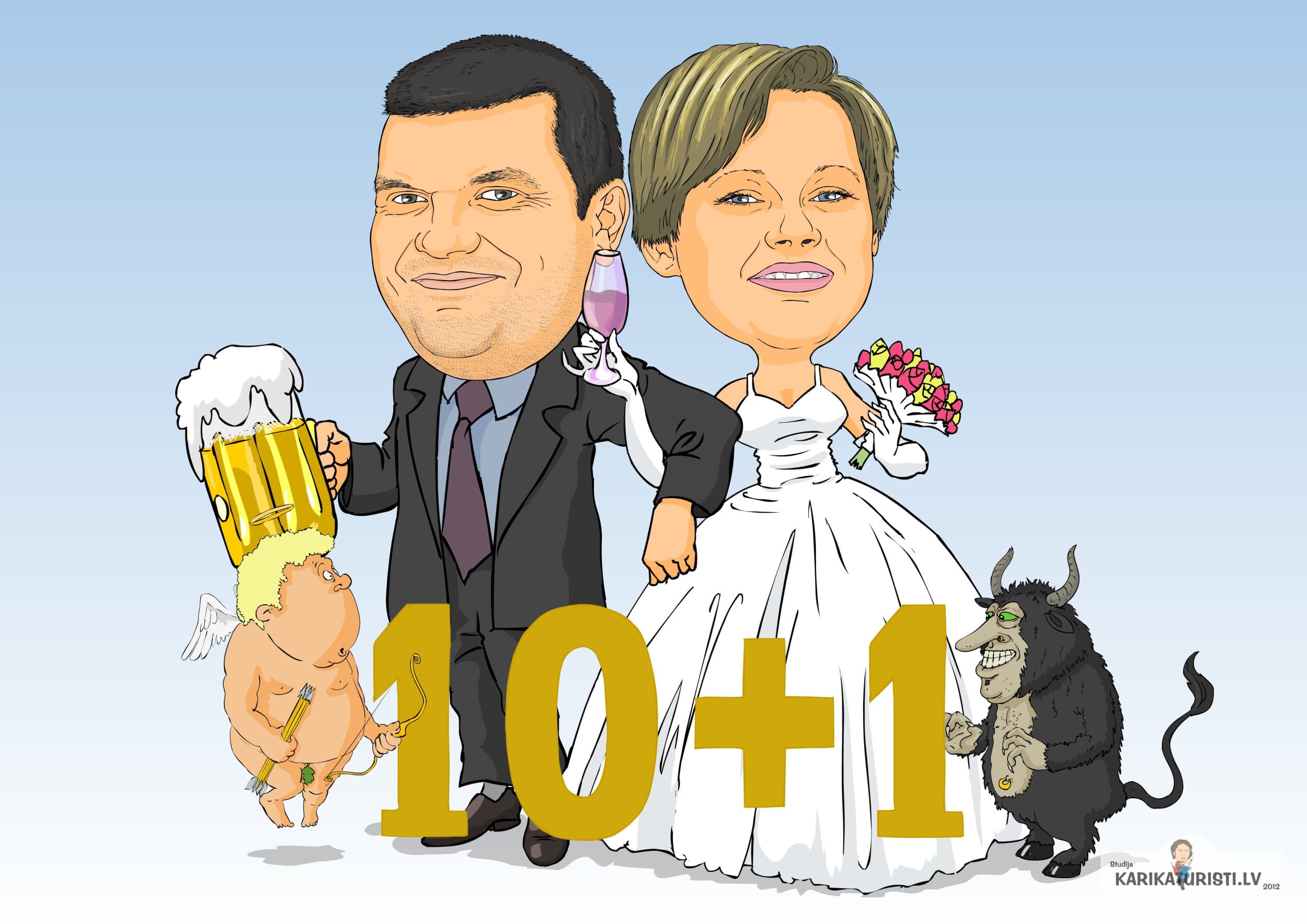 Karikatūra 2 personām bez fona | Davanu Serviss