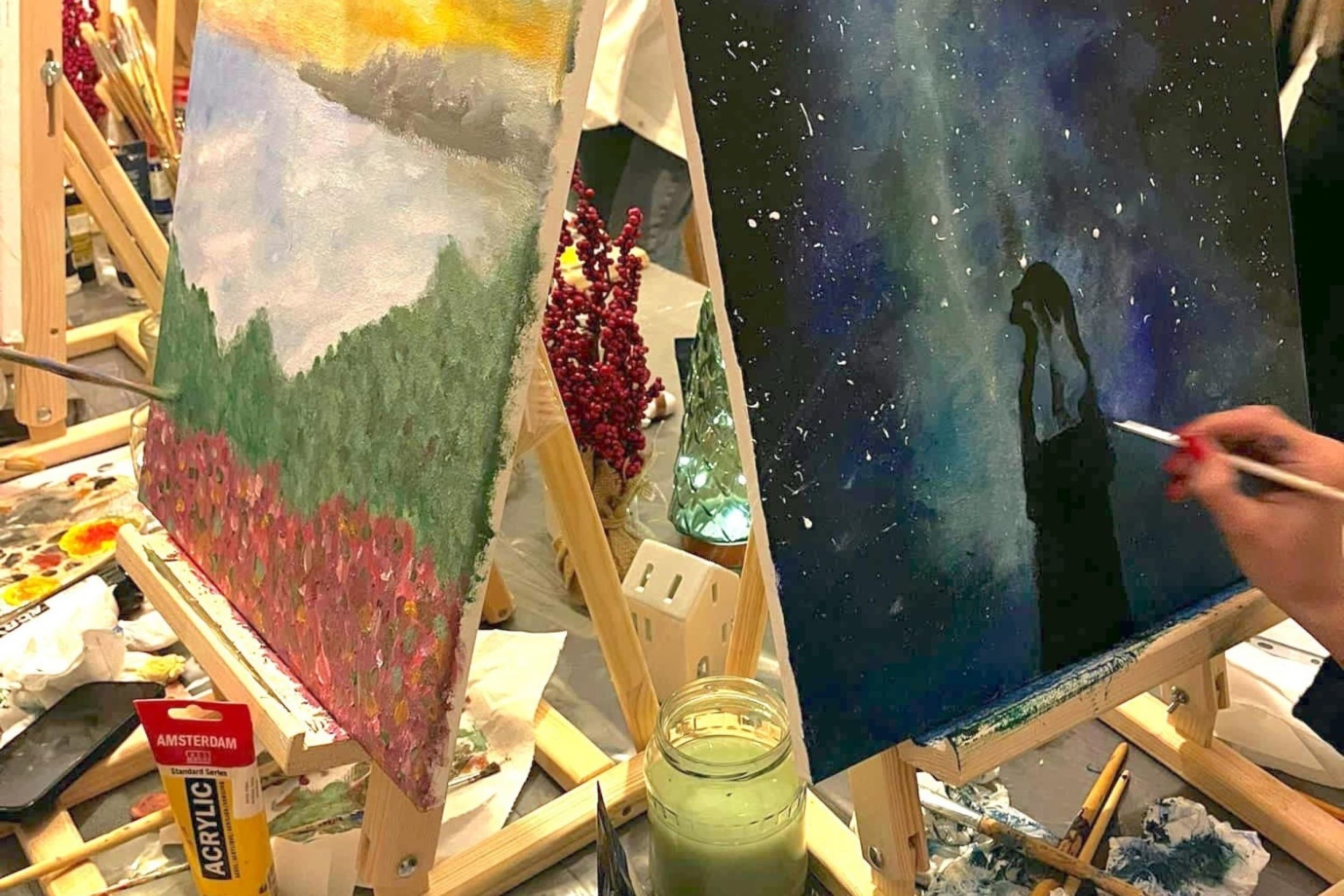 Wine and art – mākslas meistarklase FELLINE studijā